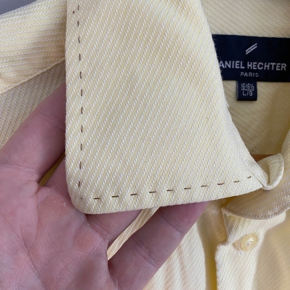 Daniel Hechter Paris Men's Yellow Button Up Long Sleeve Dress Shirt Size Large - Picture 4 of 12